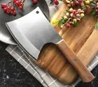 Full Tang Butcher Knife Wood Handle Chef Cleaver Slicing Chop Bone Ribs Beef Cut