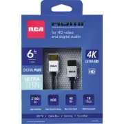RCA 6 Ft. Black 4K Ultra Thin HDMI Cable DH6THE RCA DH6THE 044476135057 Black