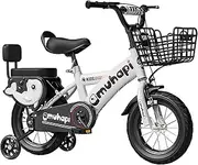 High-Carbon Steel Kids Bike with Training Wheels - Adjustable 12-18 Inch Children’s Bicycle for Ages 2-11,Full Chain Guard & Dual Brakes Beginner Bike for Children