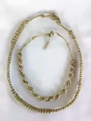 16" Necklace Anklet Set Natural Macrame Hemp Adj Unisex 12" Boho USA Seller New