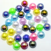 500 Mixed Color Luster AB Acrylic Round Half Pearl 8mm FlatBack Beads Scrapbook