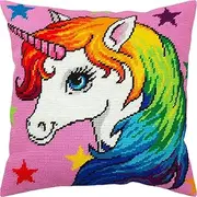 Unicorn. Needlepoint Kit. Throw Pillow 16×16 Inches. Printed Tapestry Canvas, European Quality