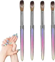 Gradient Nail Brushes Set | Nail Brushes Metal Handle Acrylic Nail Brush Set | Metal Handle Brushes for Nail Designs Manicure Home Salon