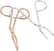ERINGOGO 2PCS Stainless Steel Eyebrow Scissors Tweezers Ergonomic Handle for Precision Grooming Beauty Accessories for Eyebrow and Eyelash Application Portable Compact Design