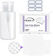 INFILILA Lint Free Nail Wipes Set 540PCS Upgrade Soak Off Nail Wipes Cotton Pads With 1PCS Push Down Pump Dispenser Bottle Alcohol Acetone Pump Dispenser 180ml/6.4oz