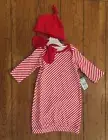 Baby Layette Holiday Gift Set Candy Cane Striped Sleeper Mittens & Hat 0 - 3 Mos