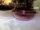 Corning Pyrex Vintage Cranberry 024-20 2 L Casserole Dish w/ Side Handles & Lid
