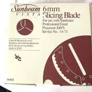 Sunbeam 6mm Vista Slicing Blade For Sunbeam Professional Food Processor 84071
