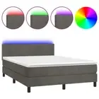 Box Spring Bed with Mattress & LED Dark Grey 137x187 cm Double Size Velvet vidaX