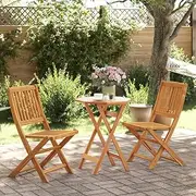 Folding Bistro Set Outdoor, 3 Piece Solid Acacia Wood Table and Chairs for Patio, Garden, Balcony, or Porch Seating Furniture Sets