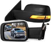 SCITOO Tow Mirrors Compatible with for 2019-2022 For Dodge For Ram 1500 Pickup Truck Mirrors Power Heated Puddle Parallel Turn Signal Auxiliary Light Temp Sensor Black Towing Mirrors LH RH