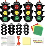 Qyeahkj 32 Set Christian Religious Crafts for Kids Traffic Light Tissue Paper Art Crafts Bulk DIY Bible Verse Window Suncatcher Craft Kit Hanging Decor for Sunday School VBS Home Church Activity