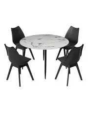 [Artiss] Marble Dining Table And Chairs Set Of 4 in Black