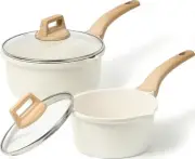 CAROTE 1.5Qt And 3.0Qt Sauce Pan Set With Lid Nonstick Saucepan 4 Pcs Non Stick
