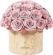 JoyFlower Preserved Flowers Vase, Yellow Cave Stone Flower Vases for Centerpieces, Eternal Flower Decorations for Party Home Living Room Bedroom Coffee Table, Decorative Flower Vase Unique House Decor