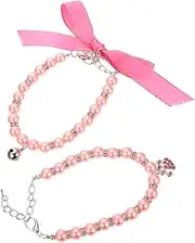 2Pcs Pearl Kitten and Puppy Decorative Collar Festive Pet Neck Ornament for Parties Weddings and Photography Props Skin Friendly Durable Design for Cats and Dogs