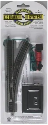 Bachmann Trains - Snap-Fit E-Z TRACK REMOTE TURNOUT - RIGHT (1/card) - NICKEL...