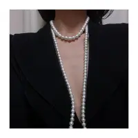 在飛比找Yahoo!奇摩拍賣優惠-珍珠項鍊手作日本制棉花珍珠復古優雅簡約百搭長短
