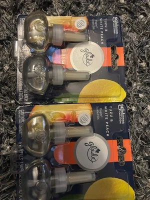4 TOTAL GLADE Fresh PlugIns Scented OIL REFILLS ~ YUZU & WHITE PEACH 2 PKS of 2