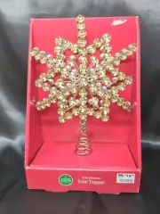 NEW Gold Gemstone Silver Metal Star Tree Topper 8” By Winter Wonderland 2-Sided