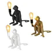 Sitting Monkey Table Lamp Desk Light Fixture Resin Home Study Bedroom Decor 110V