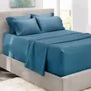 Full Blue Heaven 6 Piece Microfiber Bed Linen Set Extra Deep Pocket Sheets