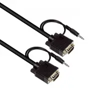 15m ISIX VGA to VGA Male Plug + Stereo 3.5mm Audio Jack Projector Cable