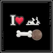 SET of 3 Shoe Charms for Crocs BOSTON TERRIER DOG Bone Encanto del Zapato Perro