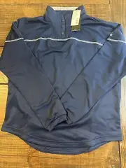 Adidas Womens Small Stadium 1/4 Snap Long Sleeve Pullover Navy/White