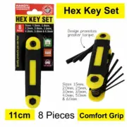 8PC Heavy Duty Folding Allen tools Hex Key Set Wrench allan pocket chrome tool