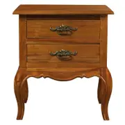 French Provincial 2 Drawer Side Table - Light Pecan