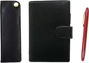 Eco B7 Cowhide Leather Mini Notebook and Horizontal Hook Pen Case Black All Brass Dacapo Rotating Ballpoint Pen Hysterical Red Set T23-LS002B-NK01B-JT12