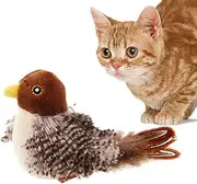 Simulated Chirping Bird Cat Toy, Flying Flapping Bird Toy for Cats,Cat Feather Toys, Simulation Bird Cat Toy with Realistic Sound and Motion, Fun and Stimulating Bird Toy for Cats for Indoor Cats