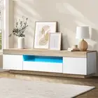 Oikiture TV Cabinet Entertainment Unit Stand RGB LED Storage Drawer Furniture