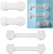 RINGSUN Child Safety Locks, 4-Pack Child Locks for Cabinets and Drawers, Baby Proofing Buckle Strap for Baby Safety, White