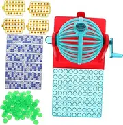 BRIGHTFUFU Mini Bingo Machine Boys and Girls Hand Cranked Game Educational Board Toy Ideal for Interactive Play Party Supply