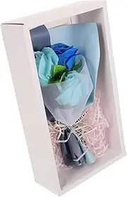CANIGHT 1 Set Rose Bouquet Box Room Party Red Rose Corsage Decorations Garland Soap Faux Hydrangea Flowers Mothers Day Blush Artificial Rose with Stem Aesthetic Blue Cloth