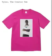 SUPREME TYLER THE CREATOR TEE MAGENTA LARGE WITH STICKERS FW24 - IN HAND!