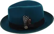 [BESTYASH] Men's and Women's Wool Felt Fedora Flat Top Western Hat Wide Brim for Cowboy Outfits Green