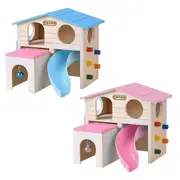Wooden Luxury Hamster Villa Escape House Fun Nest Pet Home for Small Animals