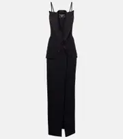 [Balmain] Balmain Wool grain de poudre gown UK 18 black