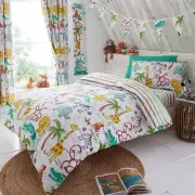 Fun Jungle Single Duvet Cover Set Kids Bedroom Animals Bedding 2-in-1 Designs