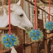 AK Horse Treat Ball Hay Feeder Holder Hanging Feeding Toy 200cm Rope Bag Stable Field Box Rest Toys for Goat Sheep Horse Paddock Rest Relieve Stress