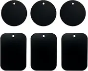6 PCS Iron Plates 3 Round 3 Rectangle Ultra Thin Black Iron Plates for Mobile Phone Magnetic Mounts Strong Adhesive Film for Car Phone Holders