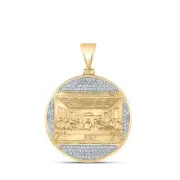 10K Yellow Gold Mens Diamond Last Supper Religious Charm Pendant 1/2 CT