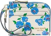 [Kate Spade New York] Devin Springtime Embossed Saffiano Leather Coin Card case Wristlet, Cream Multi, Cream Multi, One Size
