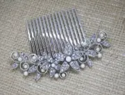 Silver tone hair comb bridal wedding crystal rhinestone hair accessories ha4874