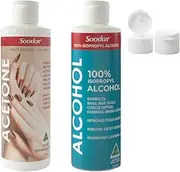 Soodox BUNDLE PACK: 100% Pure Acetone Gel Acrylic Nail Polish Remover 250mL + 100% Pure Isopropyl Alcohol 250mL
