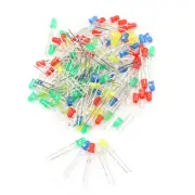 100Pcs/Set 3mm LED Lights Emittings Diodes Reds Green White Blue Yellow 20mYUUU