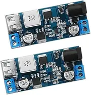 Hailege 2pcs LM2596S 24V/12V to 5V/5A Power Module DC-DC Step-Down Power Supply Converter with USB Port